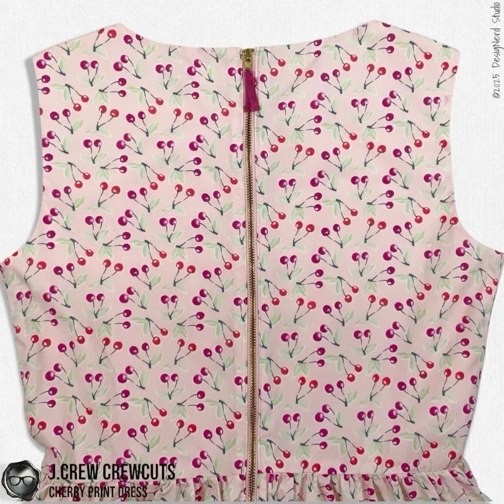 J.CREW CREWCUTS GIRLS’ CHERRY-PRINT DRESS SIZE 16 XXL IN PINK